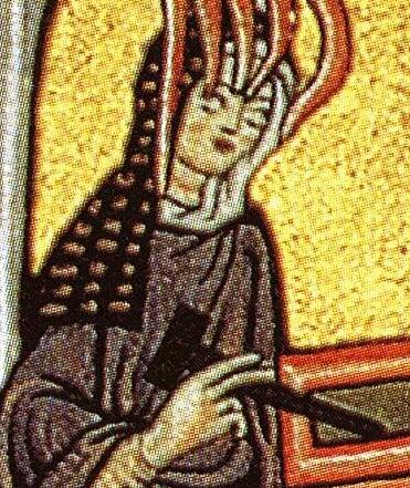 Hildegard of Bingen receiving a vision in a medieval illuminated manuscript